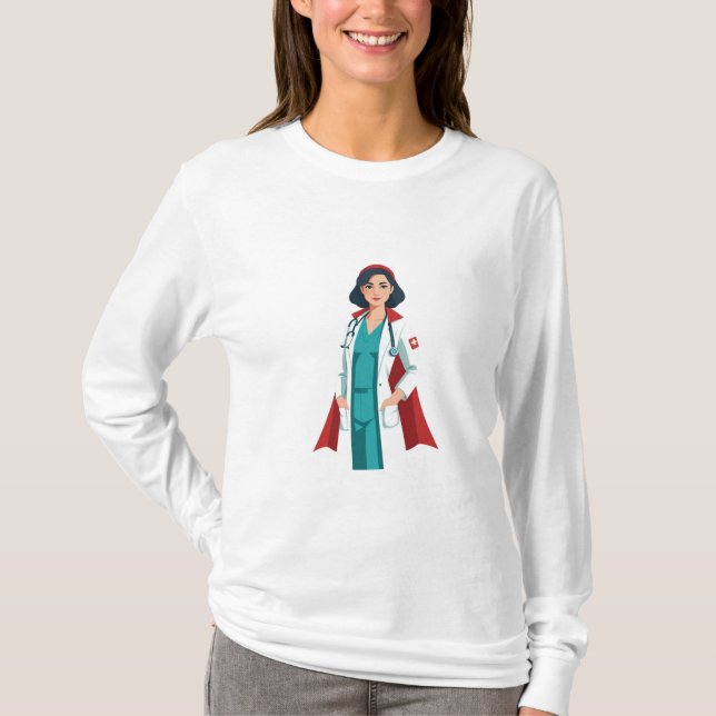 Super Nurse - Heroin in White Blouse T-Shirt (Front)