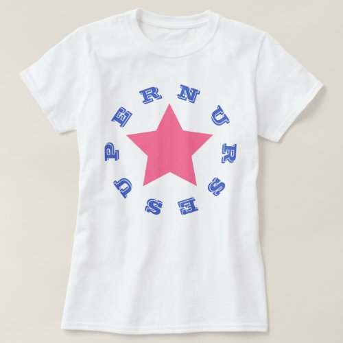 SUPER NURSE  Navy Blue Star Womens Basic T_Shirt