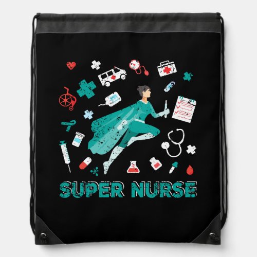 Super Nurse RN superhero Registered Nurse Hero Drawstring Bag