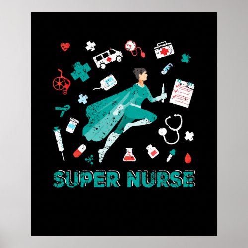 Super Nurse RN superhero Registered Nurse Hero Poster