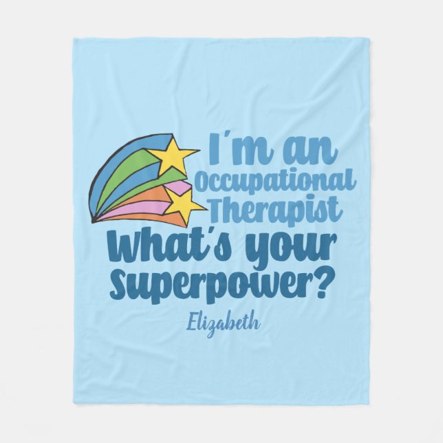 Super Occupational Therapist Cute OT Monogram Fleece Blanket (Front)