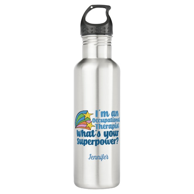 Super Occupational Therapist Cute OT Monogram Stainless Steel Water Bottle (Front)