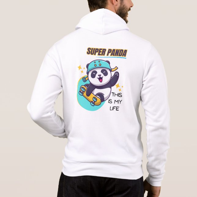 Super Panda Skateboarding  Hoodie (Back)