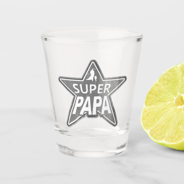 Super Papa Grey Shot Glass (Front)