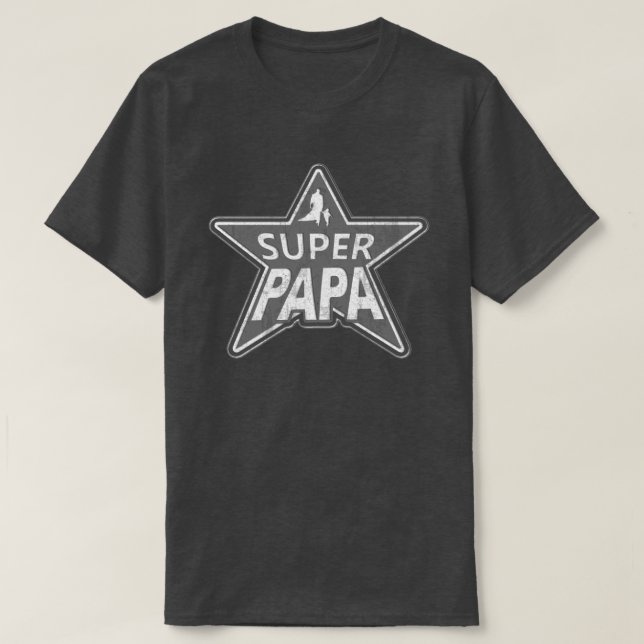 Super Papa Grey T-Shirt (Design Front)