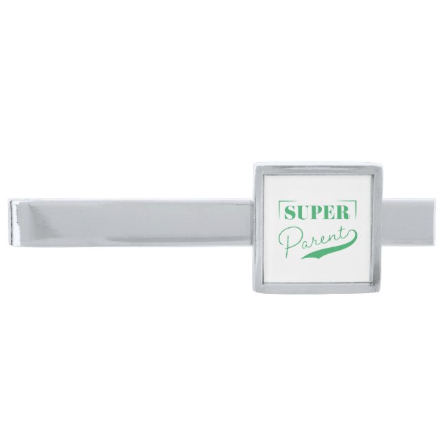 Super Parent Silver Finish Tie Bar (Front)