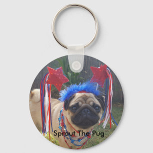 Super Patriotic Pug Keychain