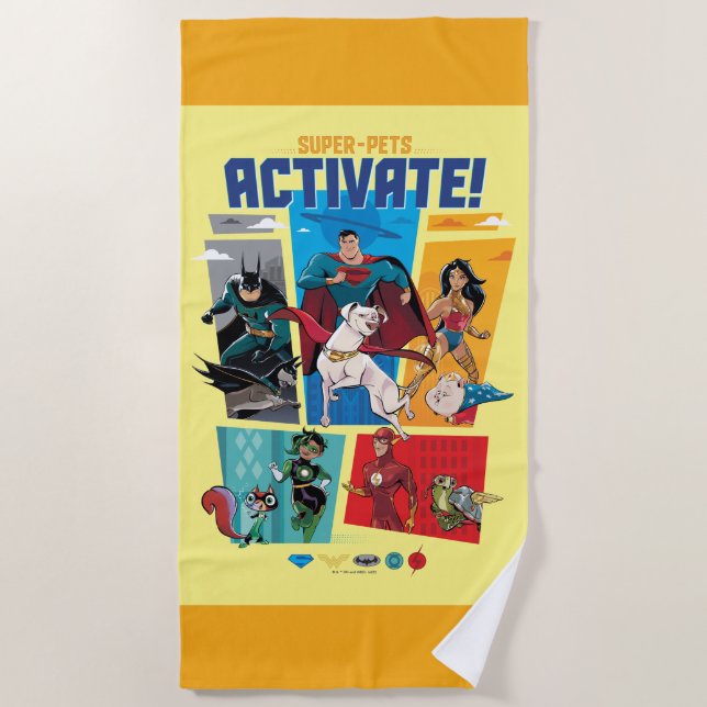 Super-Pets & Justice League - Activate! Beach Towel (Front)