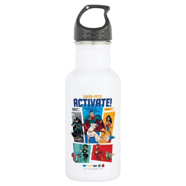Super-Pets & Justice League - Activate! Stainless Steel Water Bottle (Front)