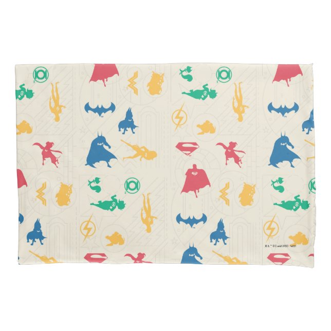Super-Pets & Justice League Silhouette Pattern Pillow Case (Front)