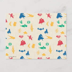 Super-Pets & Justice League Silhouette Pattern Postcard