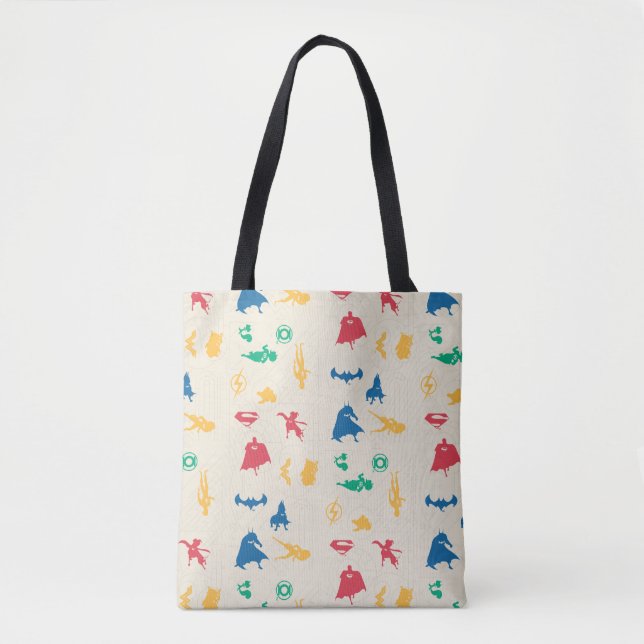 Super-Pets & Justice League Silhouette Pattern Tote Bag (Front)