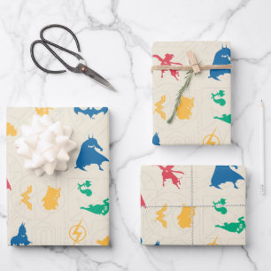 Super-Pets & Justice League Silhouette Pattern Wrapping Paper Sheets