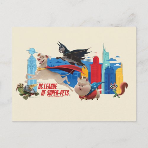 Super_Pets Patrolling Metropolis Postcard