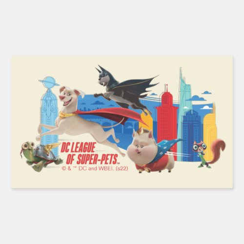Super_Pets Patrolling Metropolis Rectangular Sticker