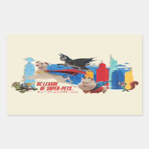 Super-Pets Patrolling Metropolis Rectangular Sticker