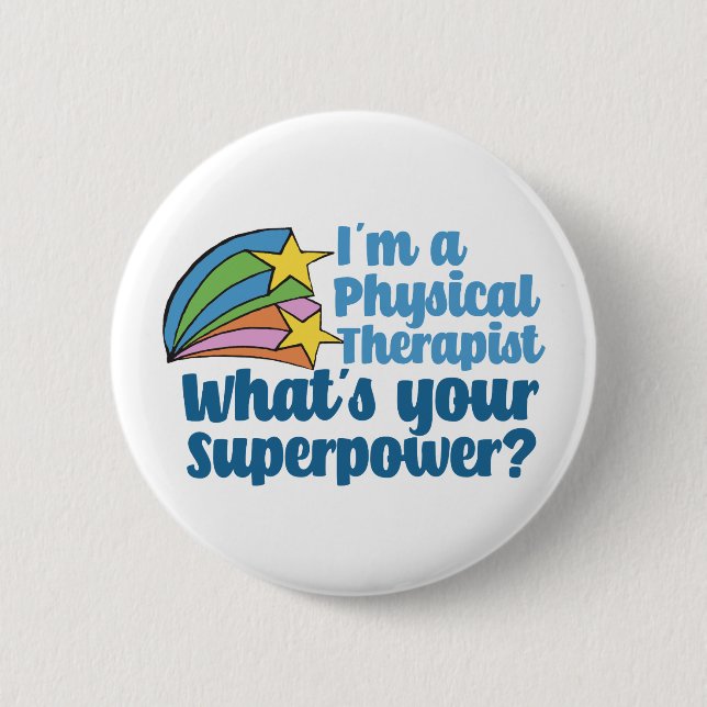 Super Physical Therapist Cute PT Button (Front)