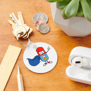 Super Pill Cartoon Hero Character Keychain