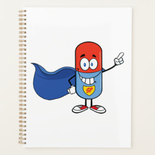Super Pill Cartoon Hero Character Planner