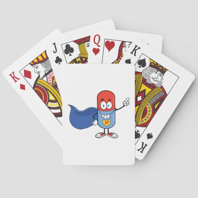 Super Pill Cartoon Hero Character Poker Cards (Back)