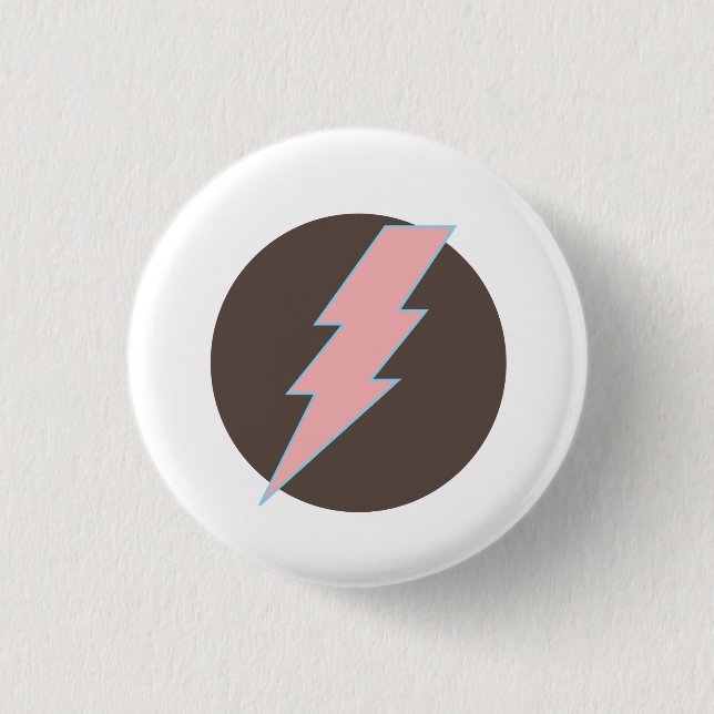 Super Pink Thunderbolt Pinback Button (Front)