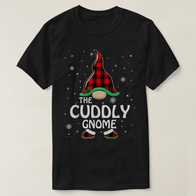 Super Power Cuddly Gnome Buffalo Plaid Matching Fa T-Shirt (Design Front)