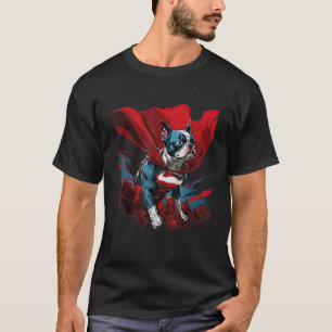 Super Power Superhero Boston Terrier Dog  for Men  T-Shirt