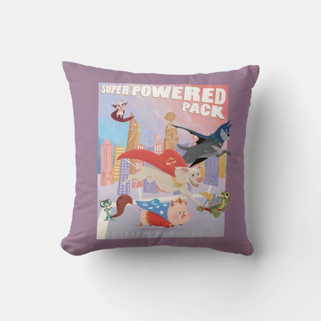 Super Powered Pack Metropolis Illustration Throw Pillow (Front)