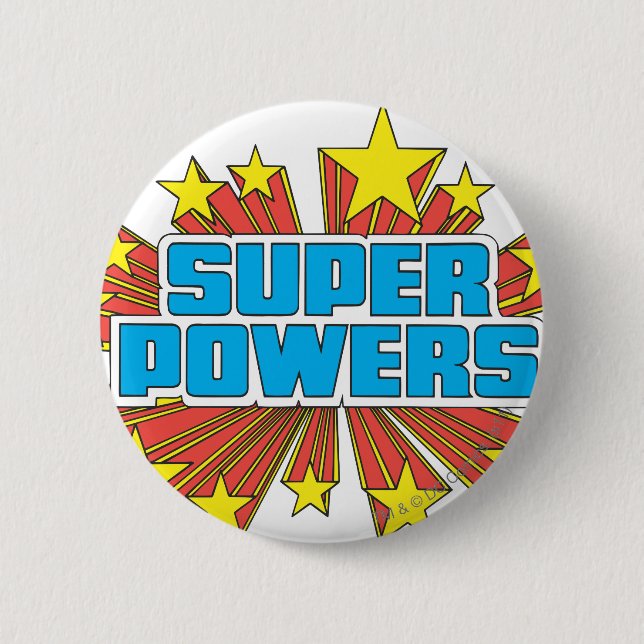 Super Powers™  Logo Blue Pinback Button (Front)
