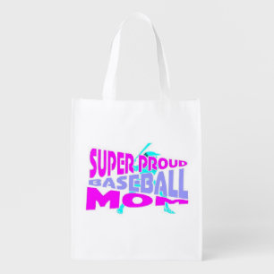 super proud baseball mom grocery bag