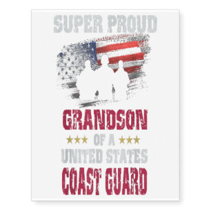 Super Proud Grandson Of A United States Coast Gift Temporary Tattoos