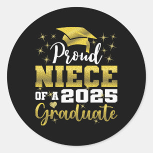 Super Proud Niece Of 2025 Graduate Senior Graduati Classic Round Sticker