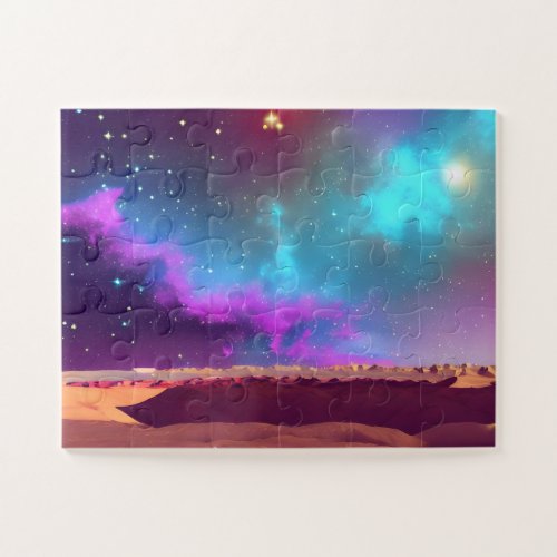 Super Purple and Blue Stormy Clouds Over Mars Jigsaw Puzzle