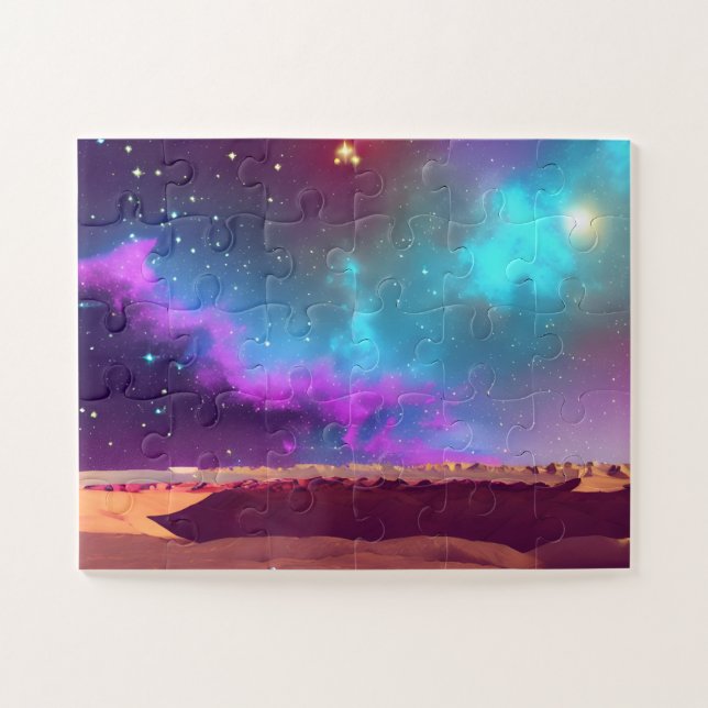 Super Purple and Blue Stormy Clouds Over Mars Jigsaw Puzzle (Horizontal)