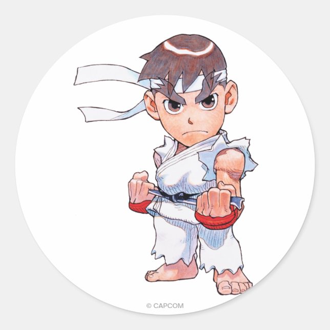 Super Puzzle Fighter II Turbo Ryu Classic Round Sticker (Front)