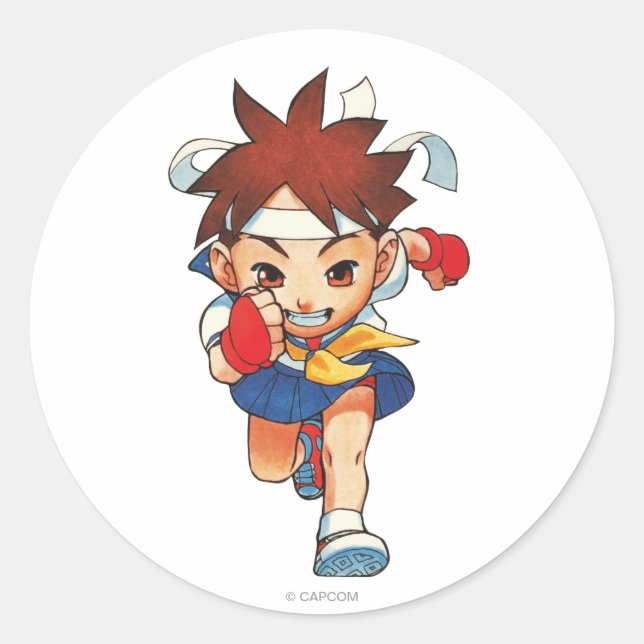 Super Puzzle Fighter II Turbo Sakura Classic Round Sticker (Front)