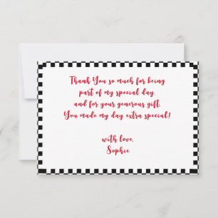 Super race car kids birthday thank you card