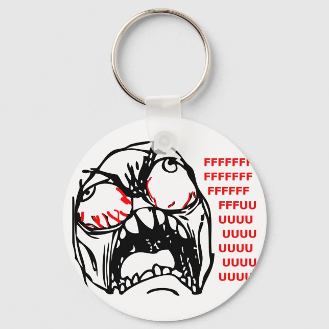 super rage face meme rofl keychain (Front)