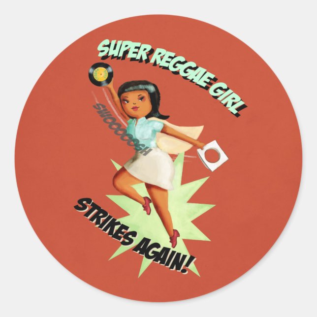 Super Reggae Girl Classic Round Sticker (Front)