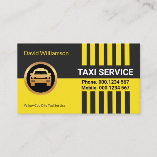 Super Retro Yellow Taxi Lines City Cab Driver Business Card