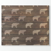 Super Rustic Brown Wood with Bears Mountain Cabin Wrapping Paper (Flat)