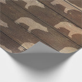 Super Rustic Brown Wood with Bears Mountain Cabin Wrapping Paper (Corner)