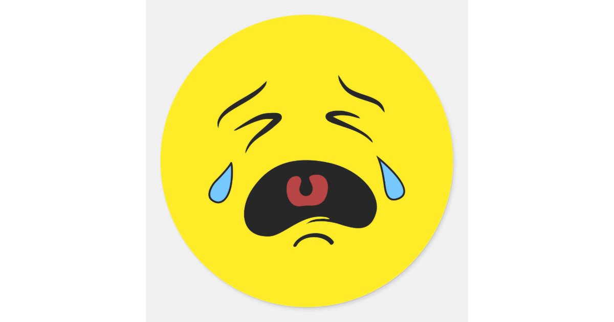 Super Sad Crying Face Emoji Classic Round Sticker