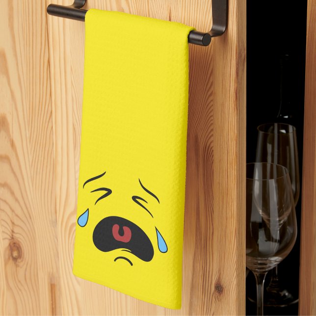 Super Sad Crying Face Emoji Kitchen Towel (Super Sad Crying Face Emoji kitchen towel)
