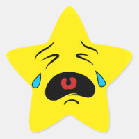 Super Sad Crying Face Emoji Star Sticker