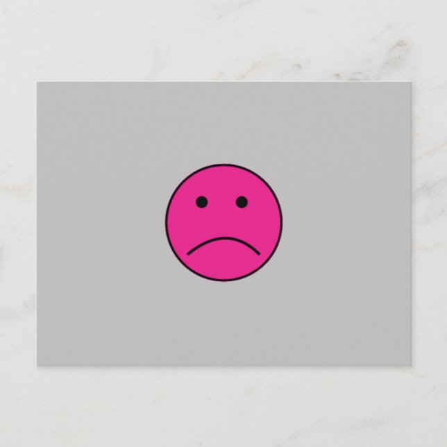 SUPER SAD HOT PINK FACE FEELINGS CONFUSED L POSTCA POSTCARD (Front)