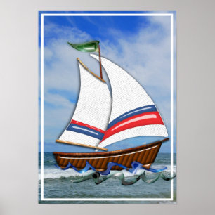 Super Sailboat on the High Seas Poster