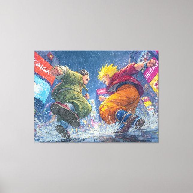 Super Saiyan Goku Epic Rain Fight Canvas Print (Front)