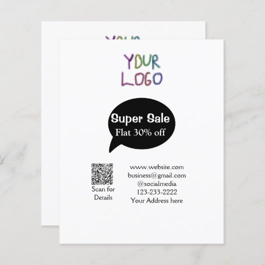 super sale business discount scan QR code details (Front/Back)