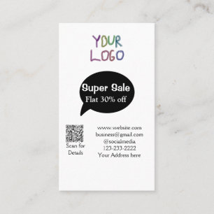 super sale business discount scan QR code details  Business Card